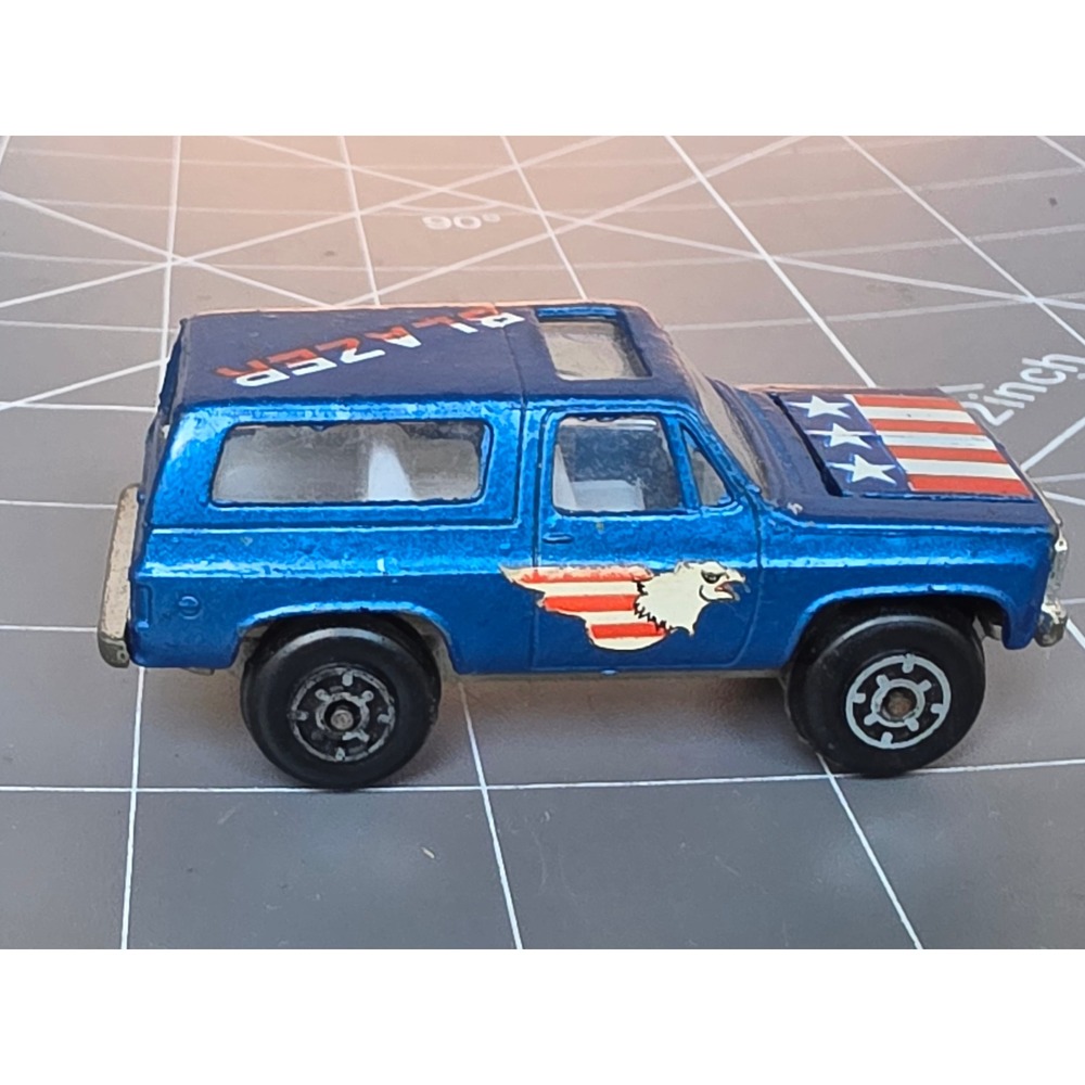 Vintage Zylmex Chevy Blazer P359 Blue Diecast Truck Patriotic Eagle Hong Kong